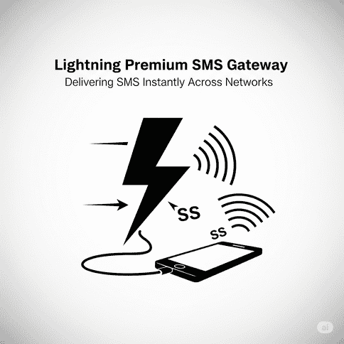PREMIUM ROUTE - Premium SMS service illustration showing advanced messaging capabilities