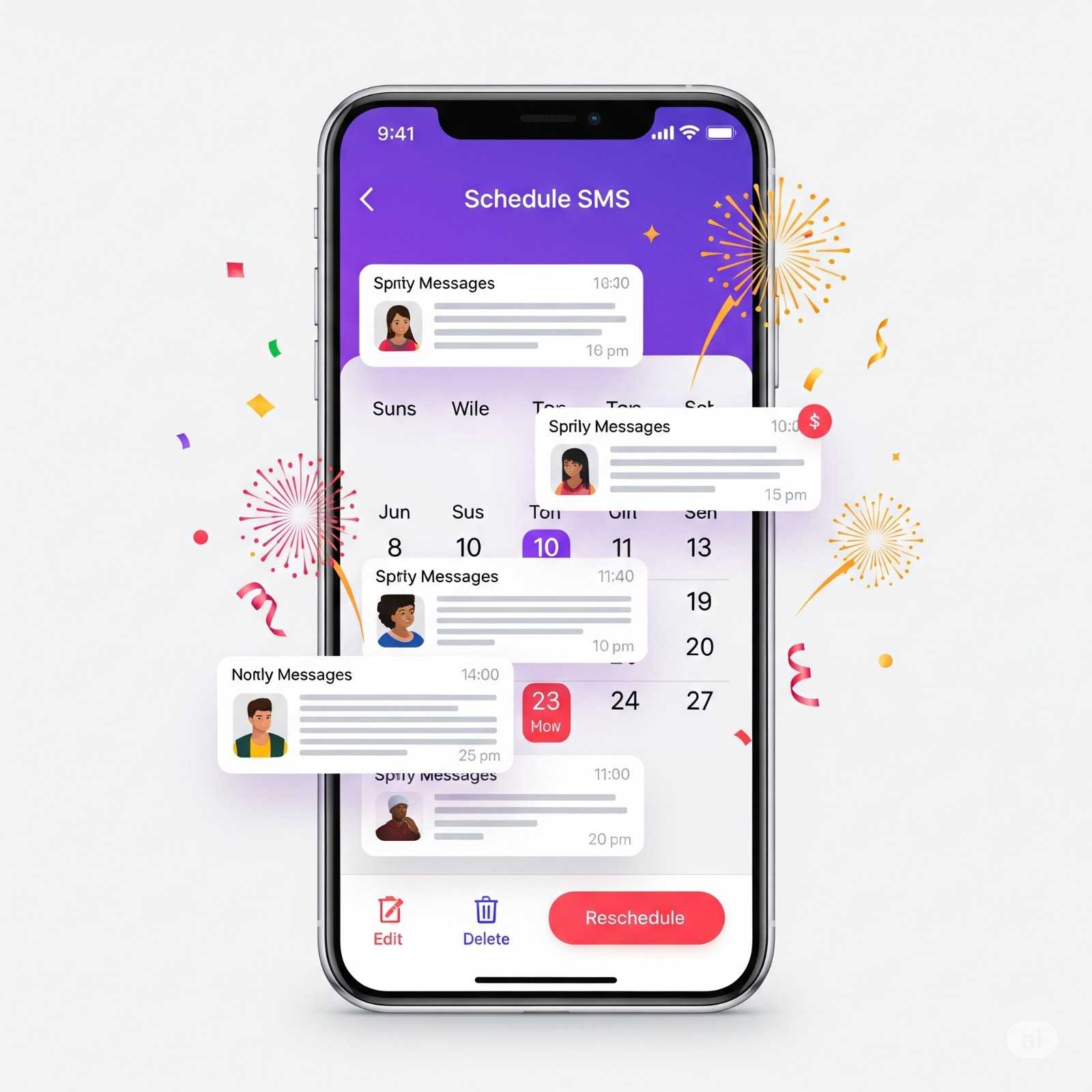SCHEDULE SMS - Premium SMS service illustration showing advanced messaging capabilities